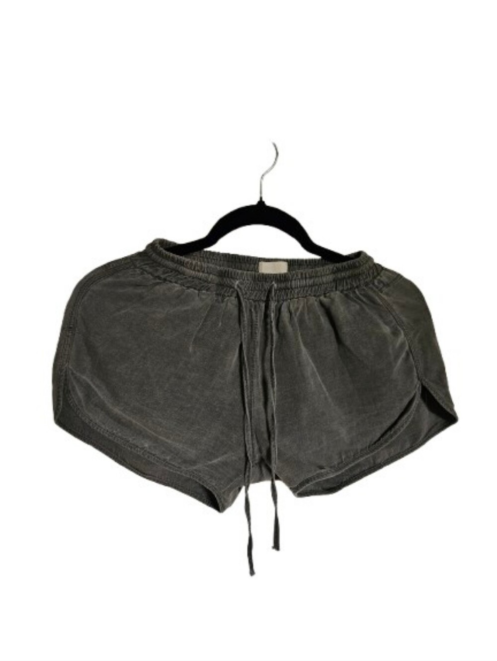 Women's Washed Charcoal Drawstring Athletic Shorts